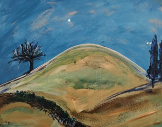 Acryl schilderij, Maya Wildevuur, Landschap, 1991